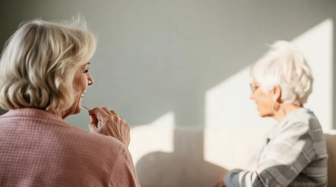 Two older women in close conversation (illustrative image)